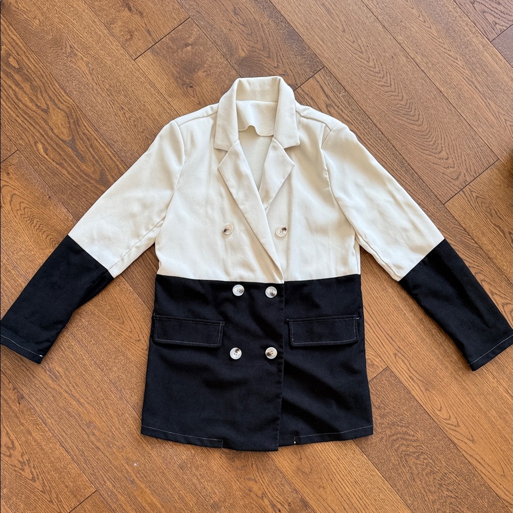 Two-Tone Black and Cream Women's Blazer